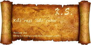 Kányi Sándor névjegykártya
